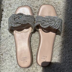 A New Day Women's Glittering Silver Slide Sandals